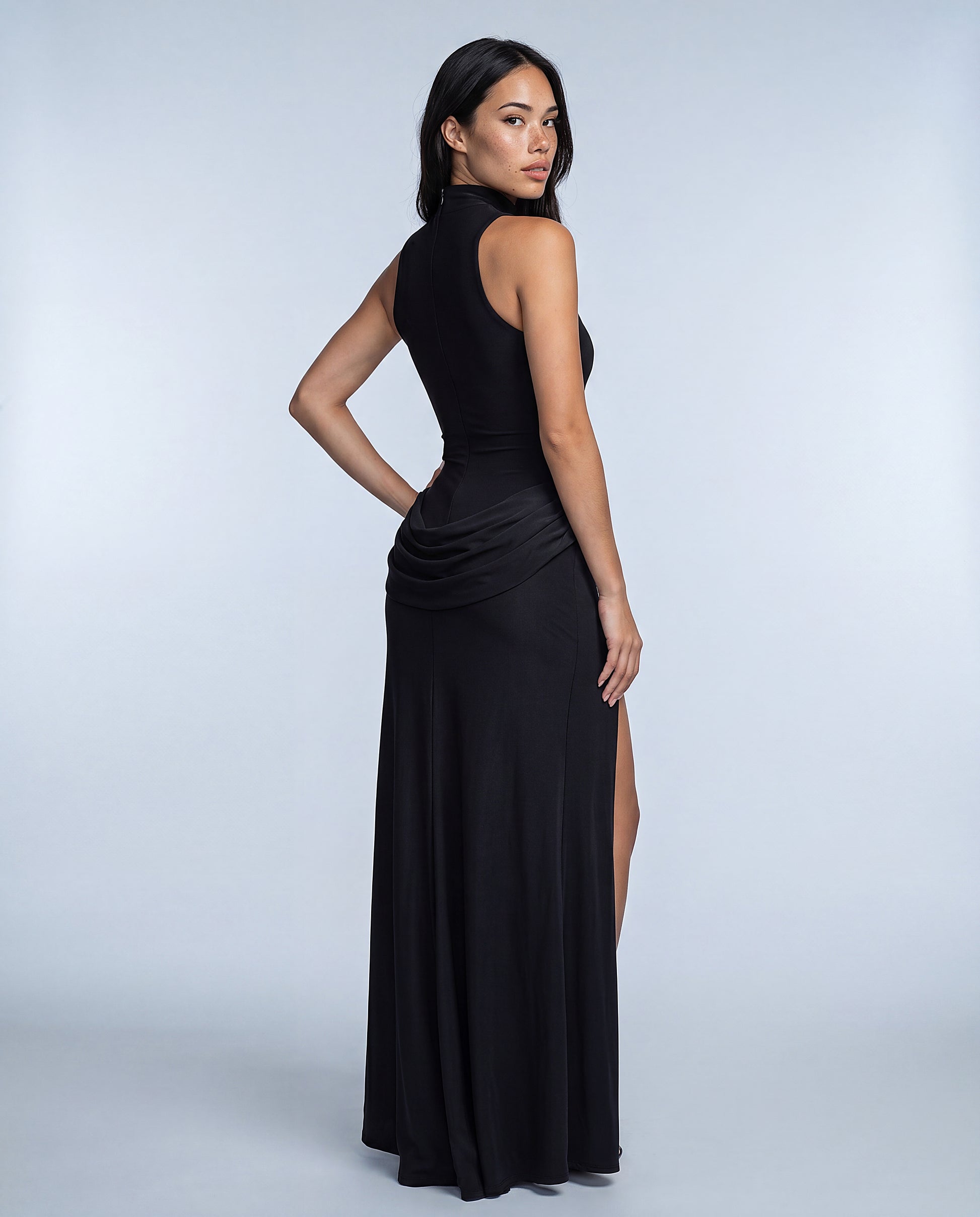 ALICIA black maxi dress - back
