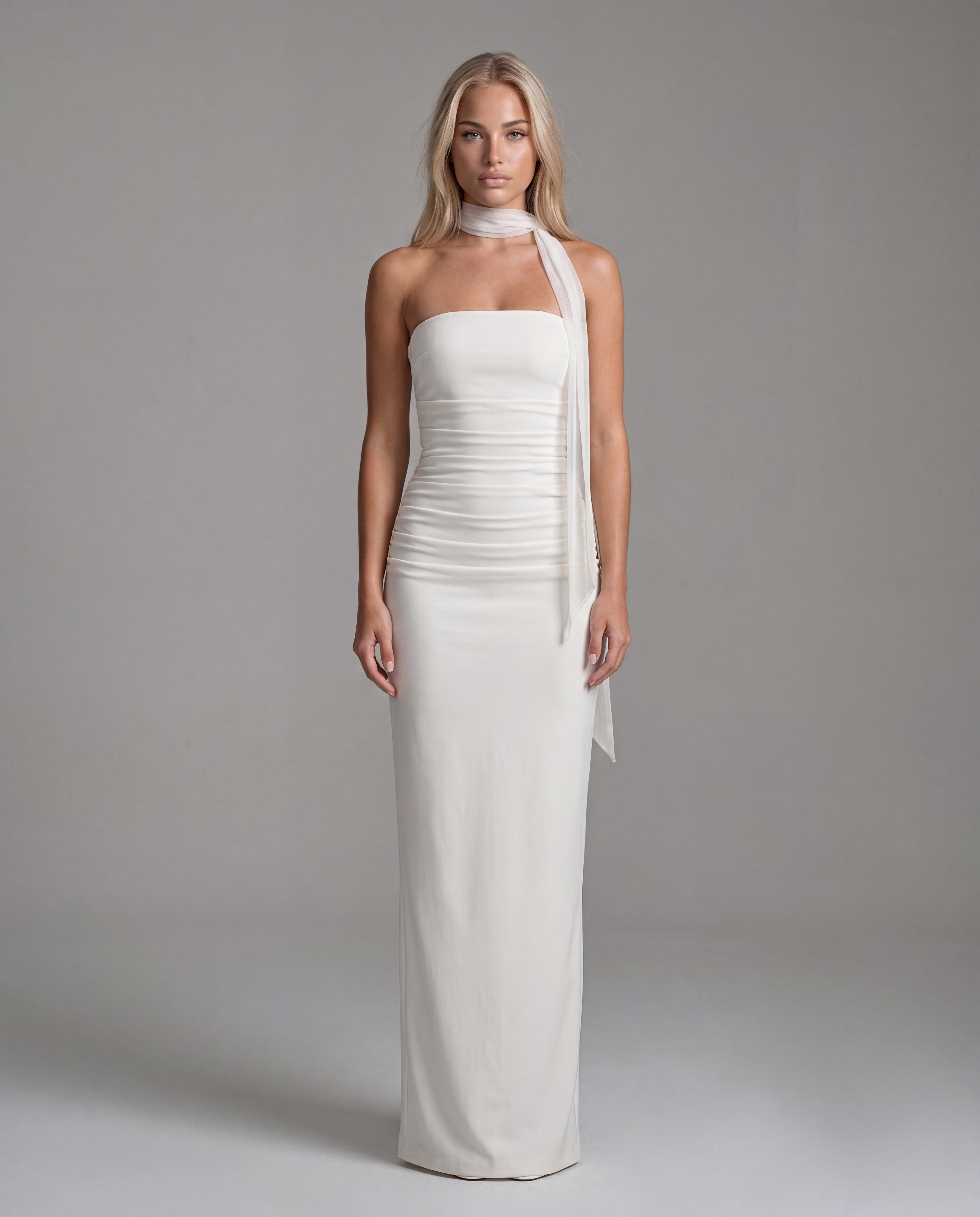 CAMI strapless evening dress - white - front