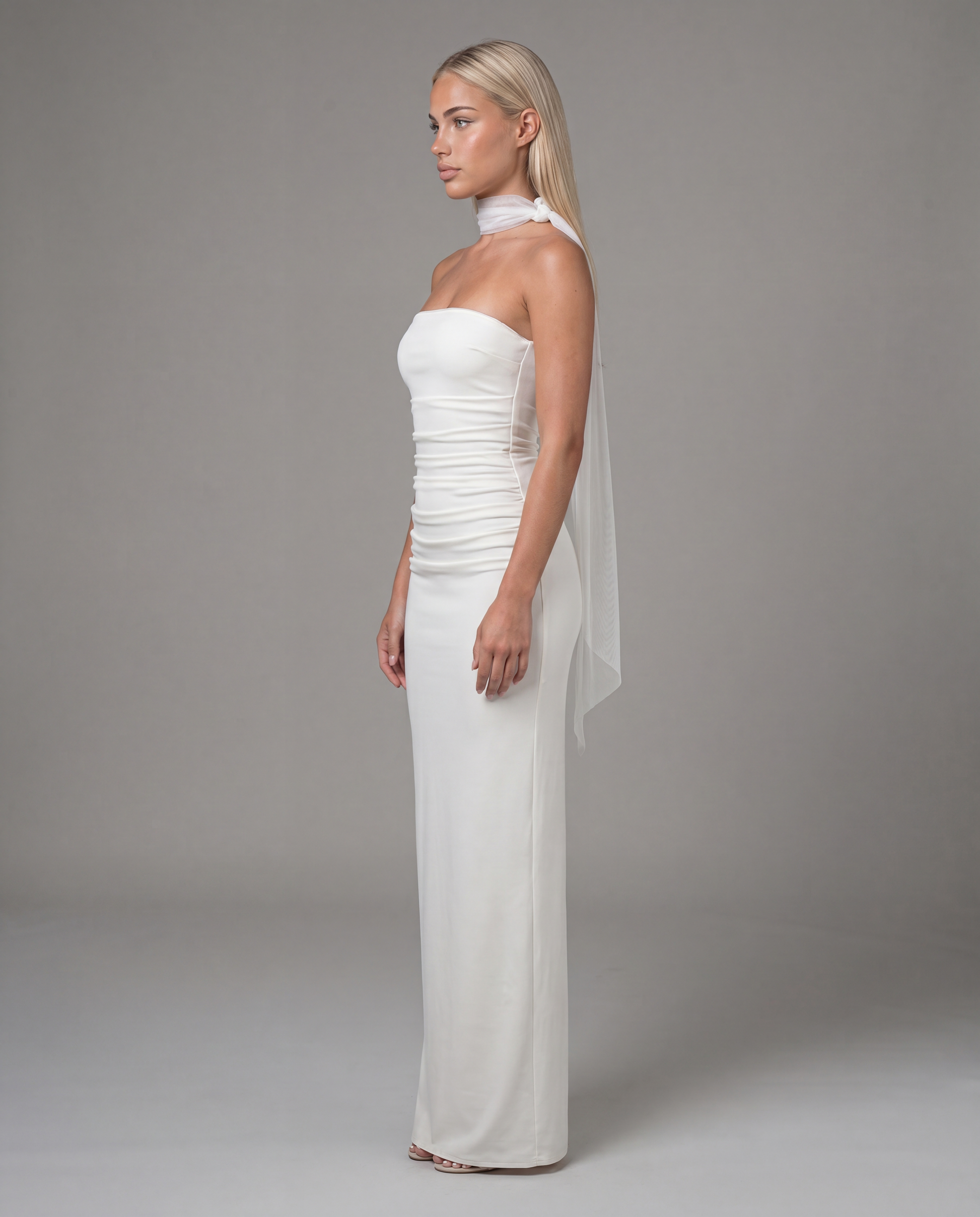 CAMI strapless evening dress - white - left