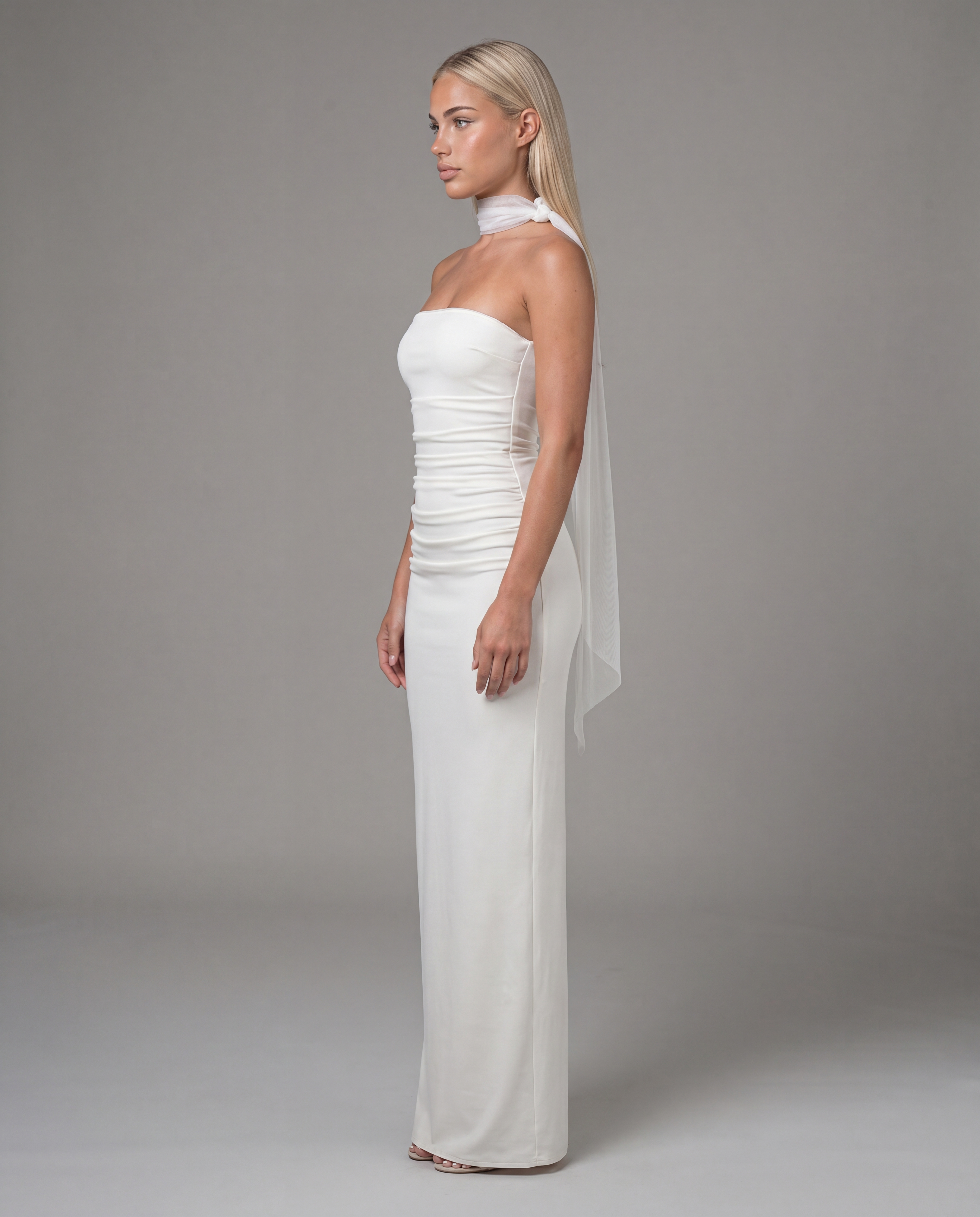 CAMI strapless evening dress - white - left