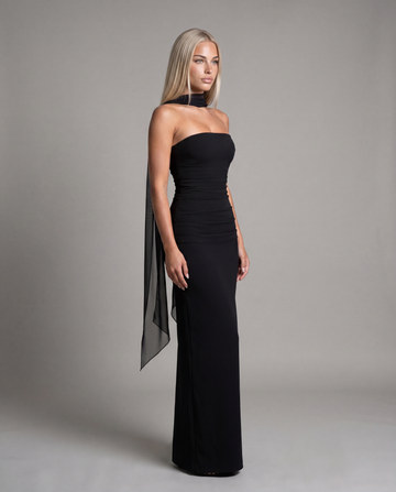 CAMI strapless evening dress - black - threequarter