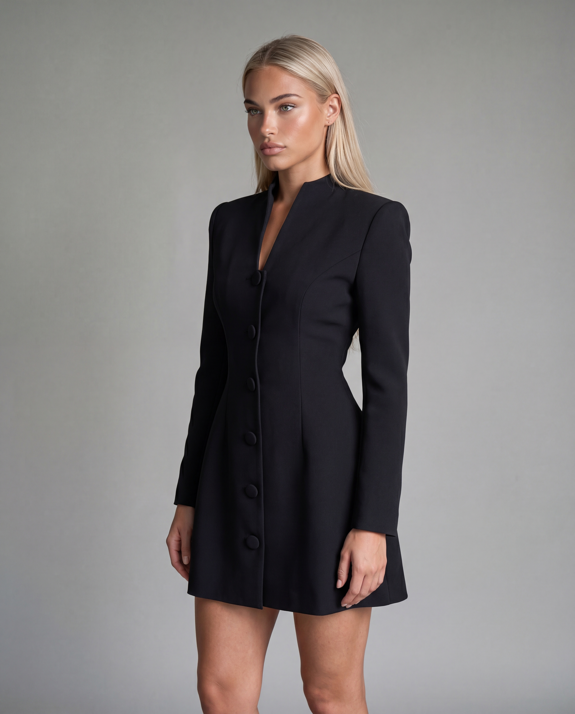NIA blazer mini dress - black - threequarter