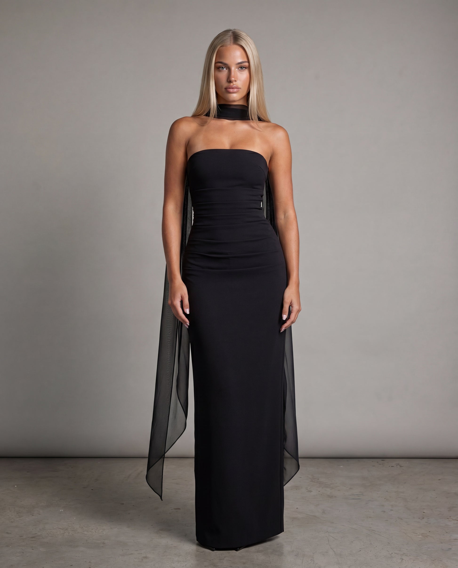 CAMI strapless evening dress - black - front