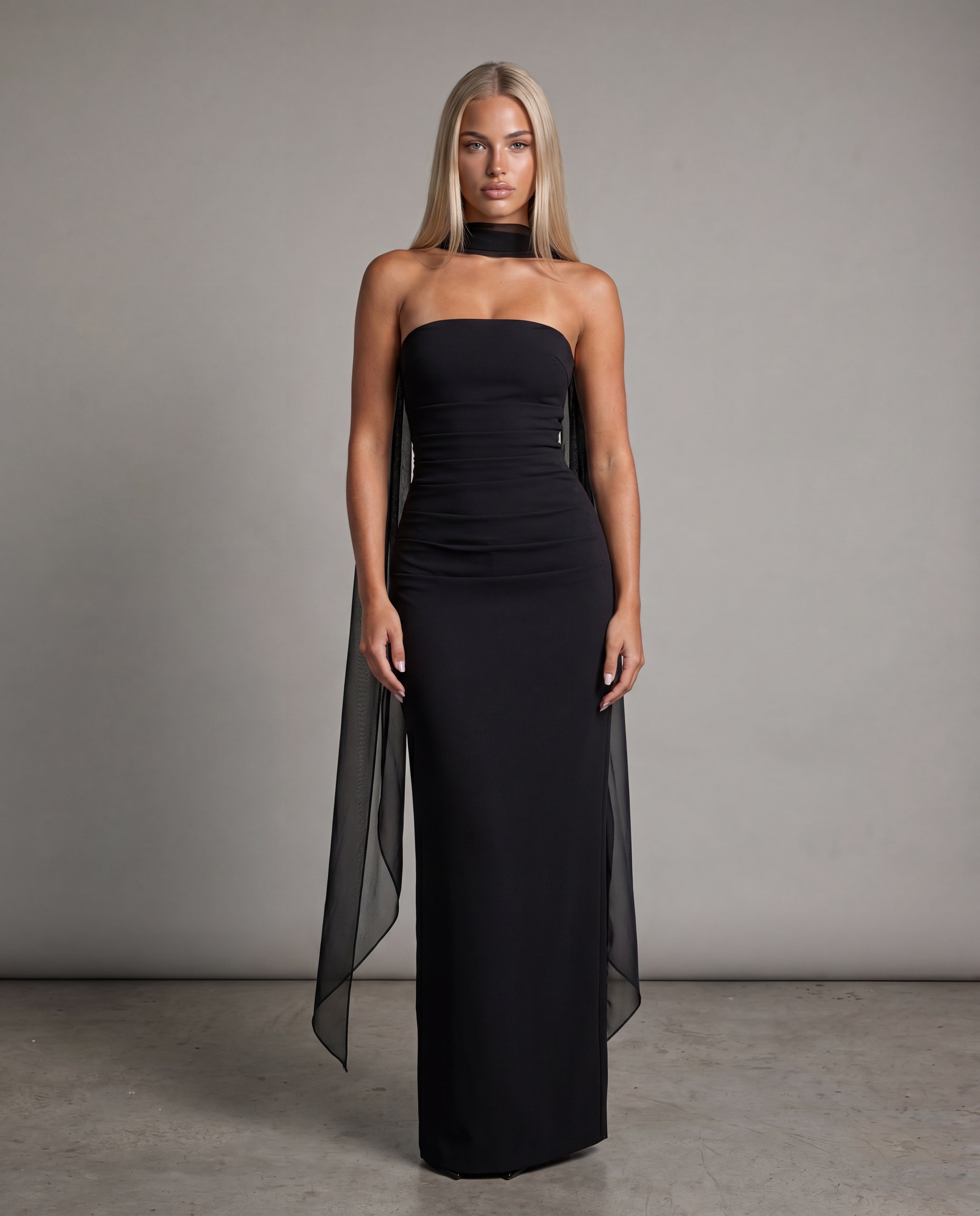CAMI strapless evening dress - black - front