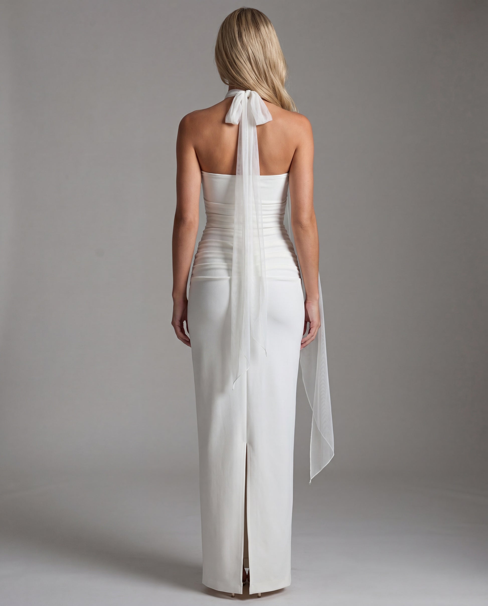 CAMI strapless evening dress - white - back