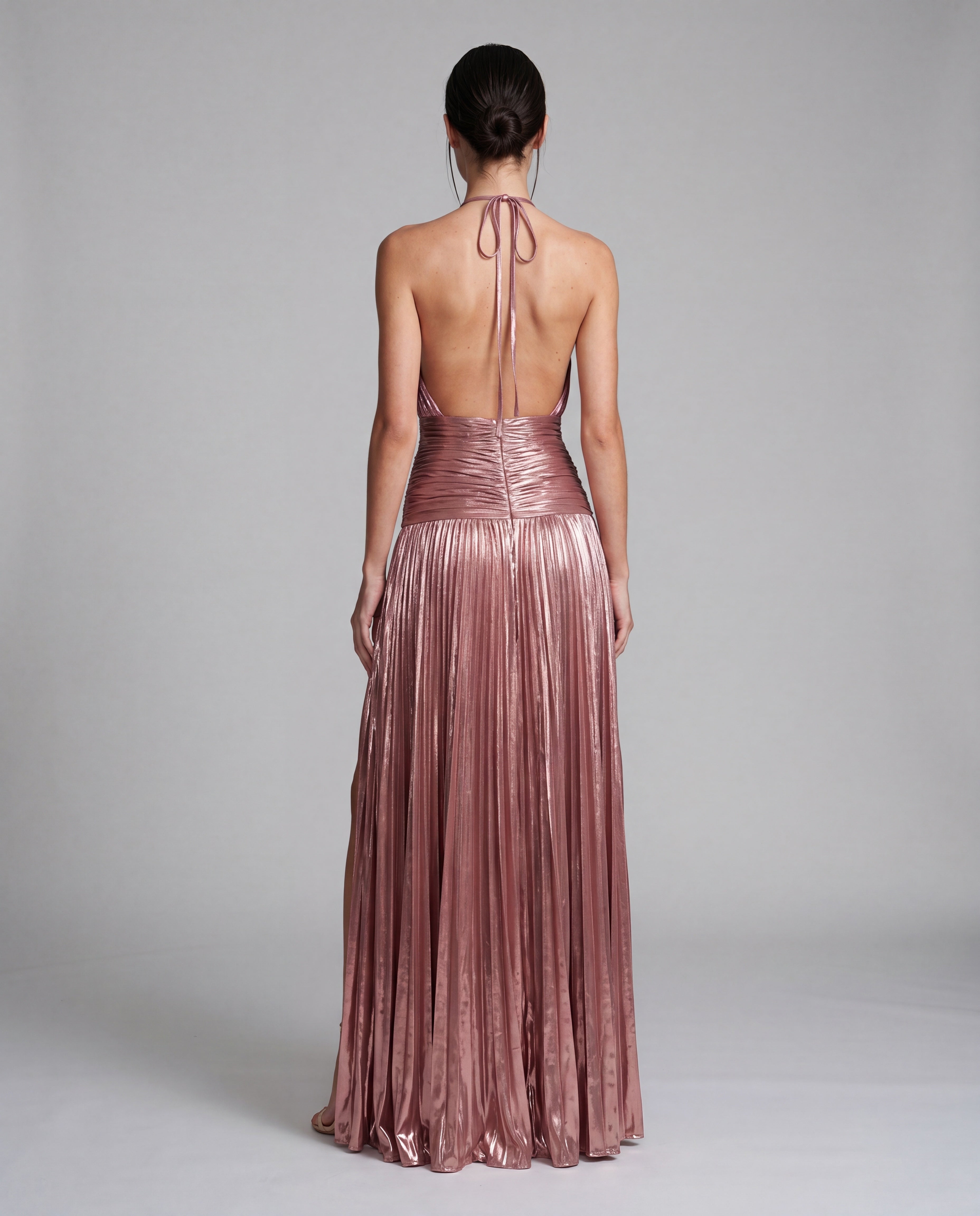 KIKI metallic pleated maxi - pink - back