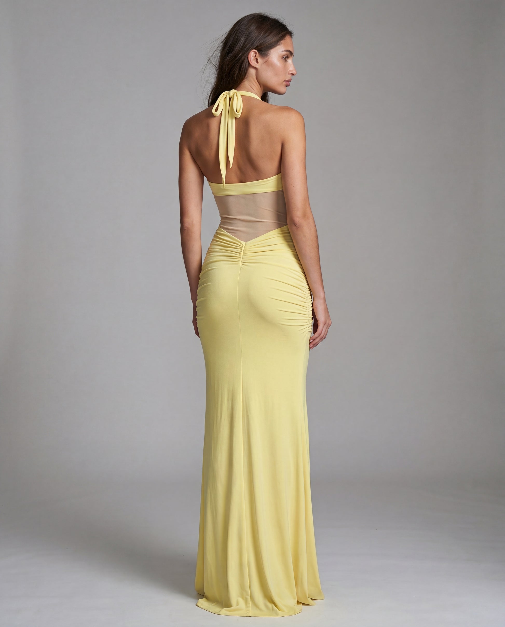 SOL open-back sculpted maxi - yellow - back