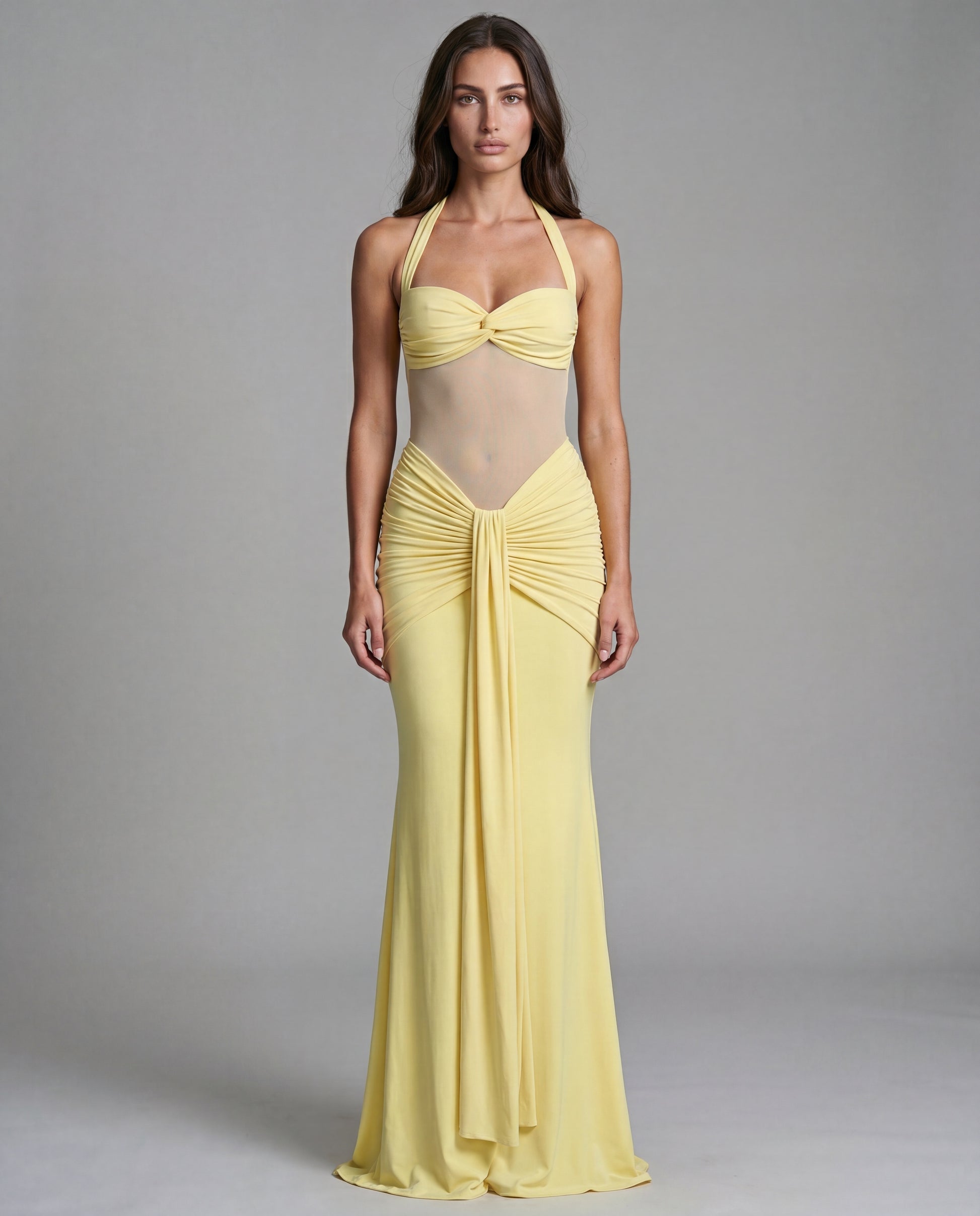 SOL open-back sculpted maxi - yellow - hero_3q