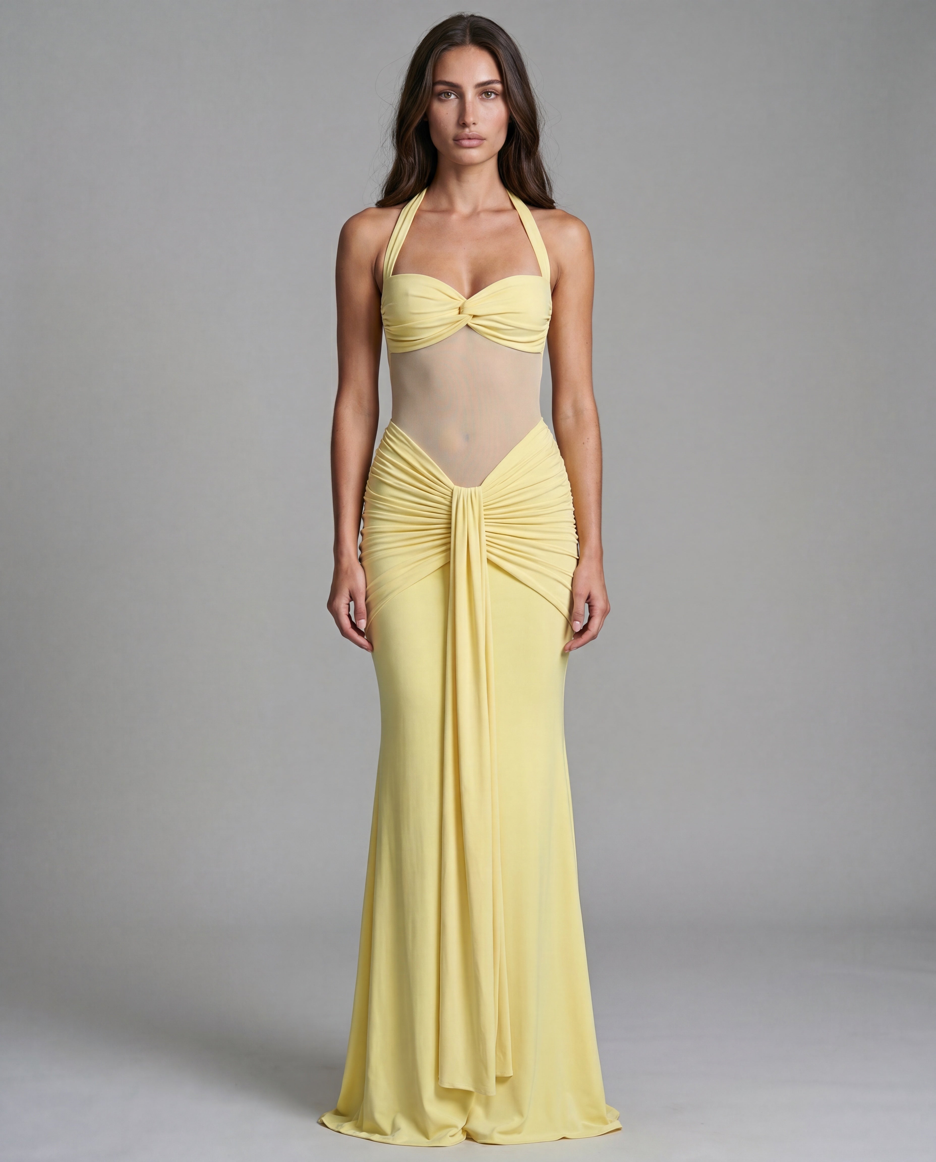 SOL open-back sculpted maxi - yellow - hero_3q