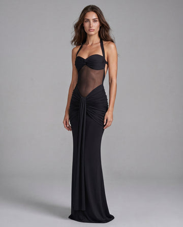 SOL open-back sculpted maxi - black - front