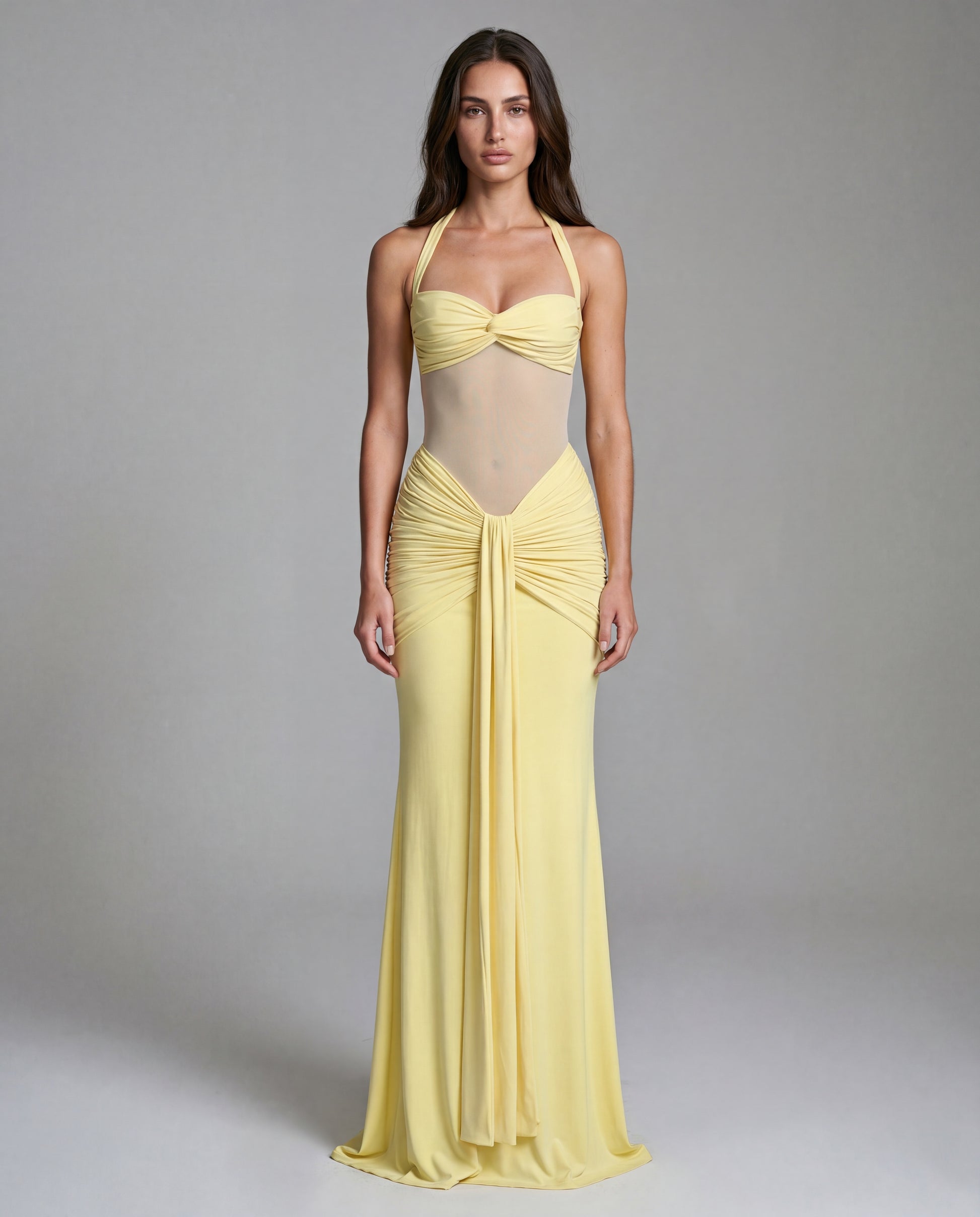 SOL open-back sculpted maxi - yellow - left