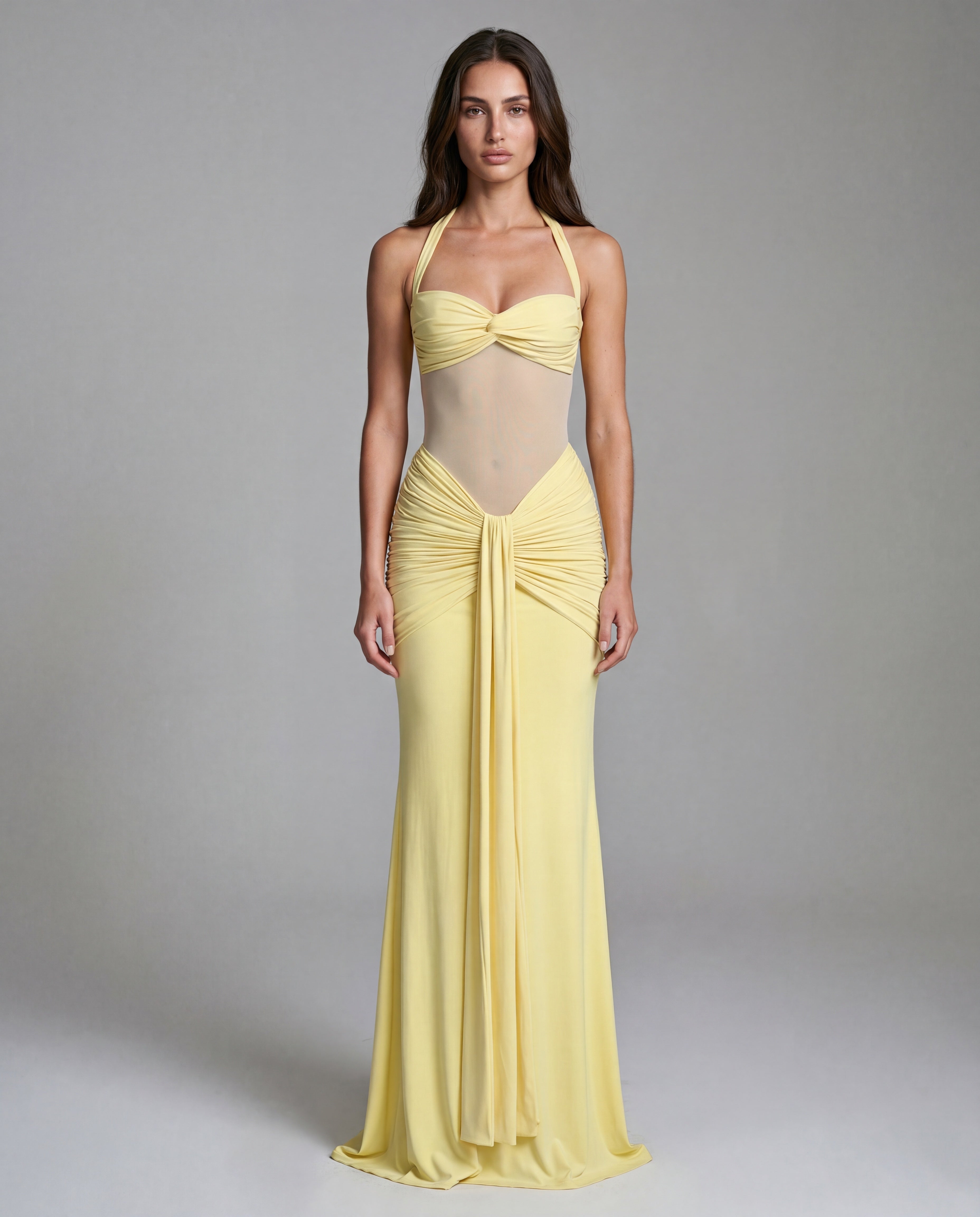 SOL open-back sculpted maxi - yellow - left
