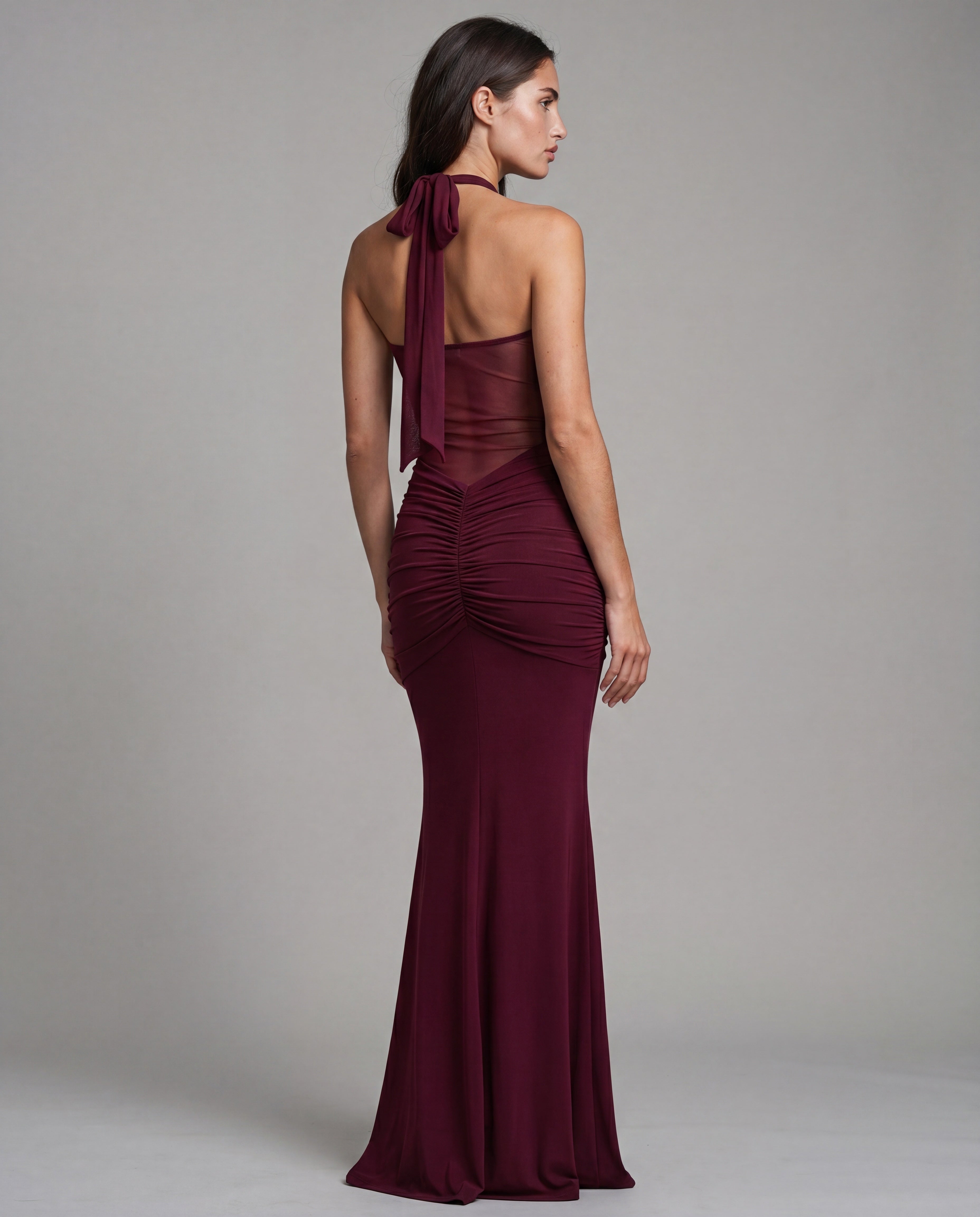 SOL open-back sculpted maxi - burgundy - back