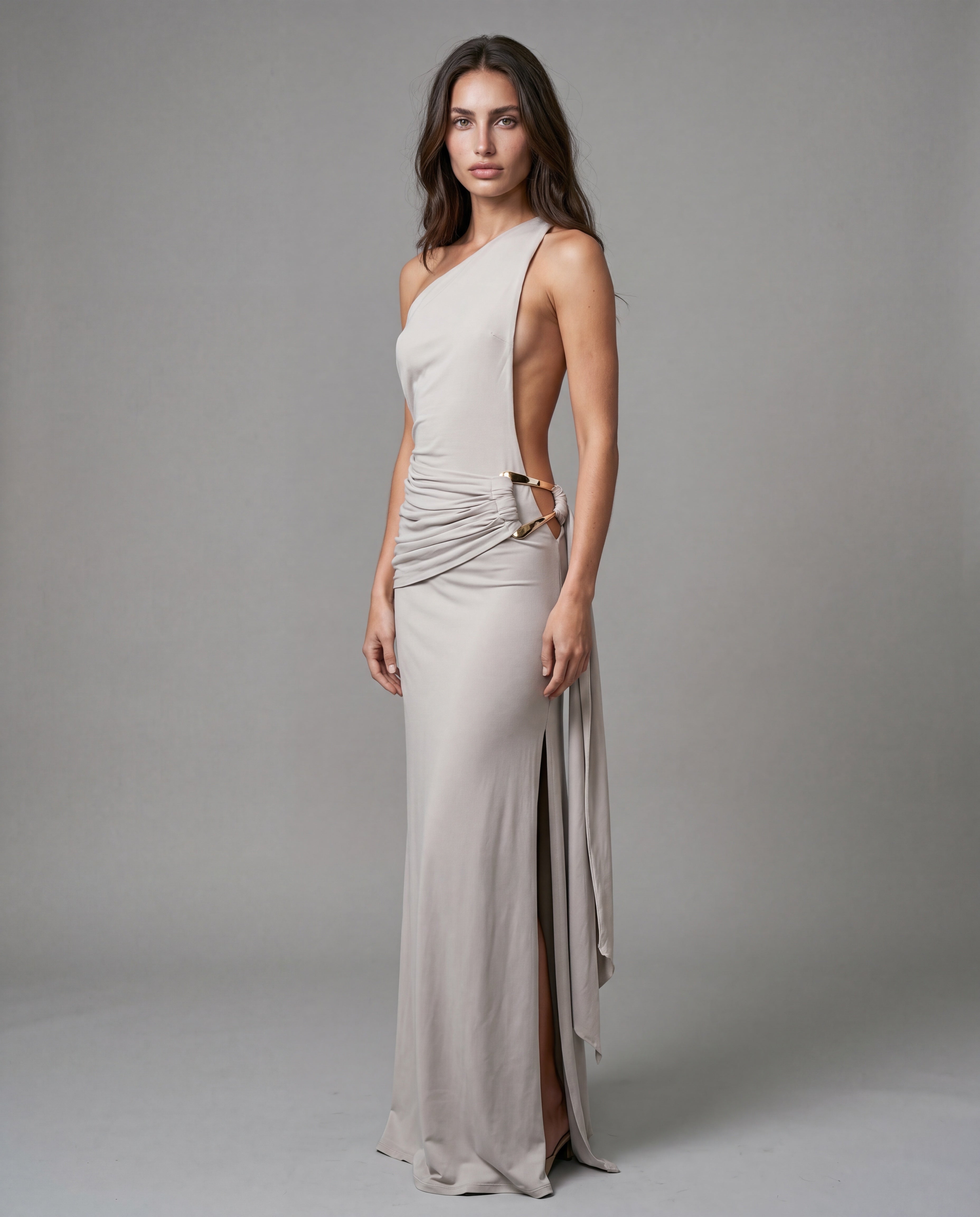 AMIT one-shoulder maxi - grey - hero_3q