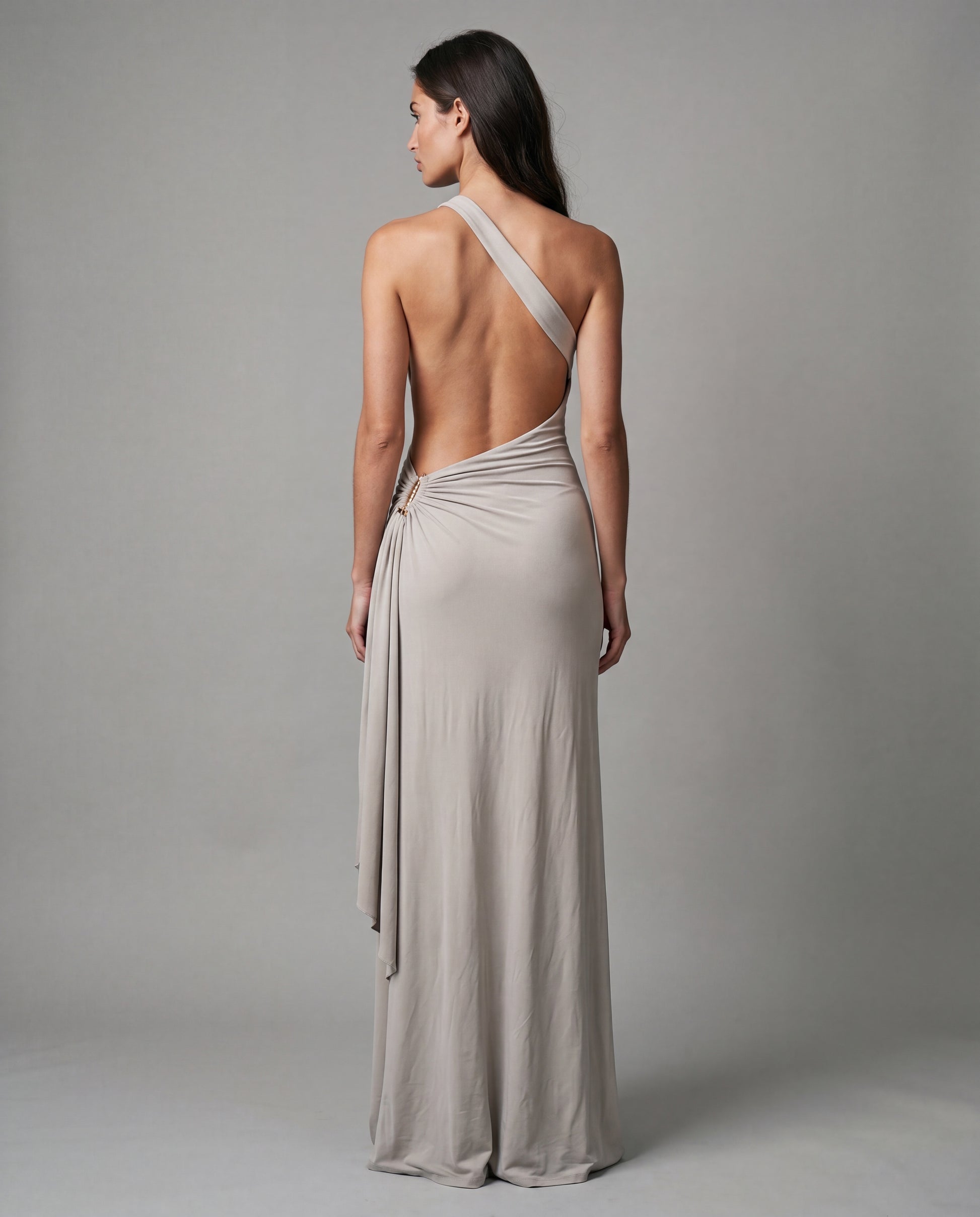 AMIT one-shoulder maxi - grey - back