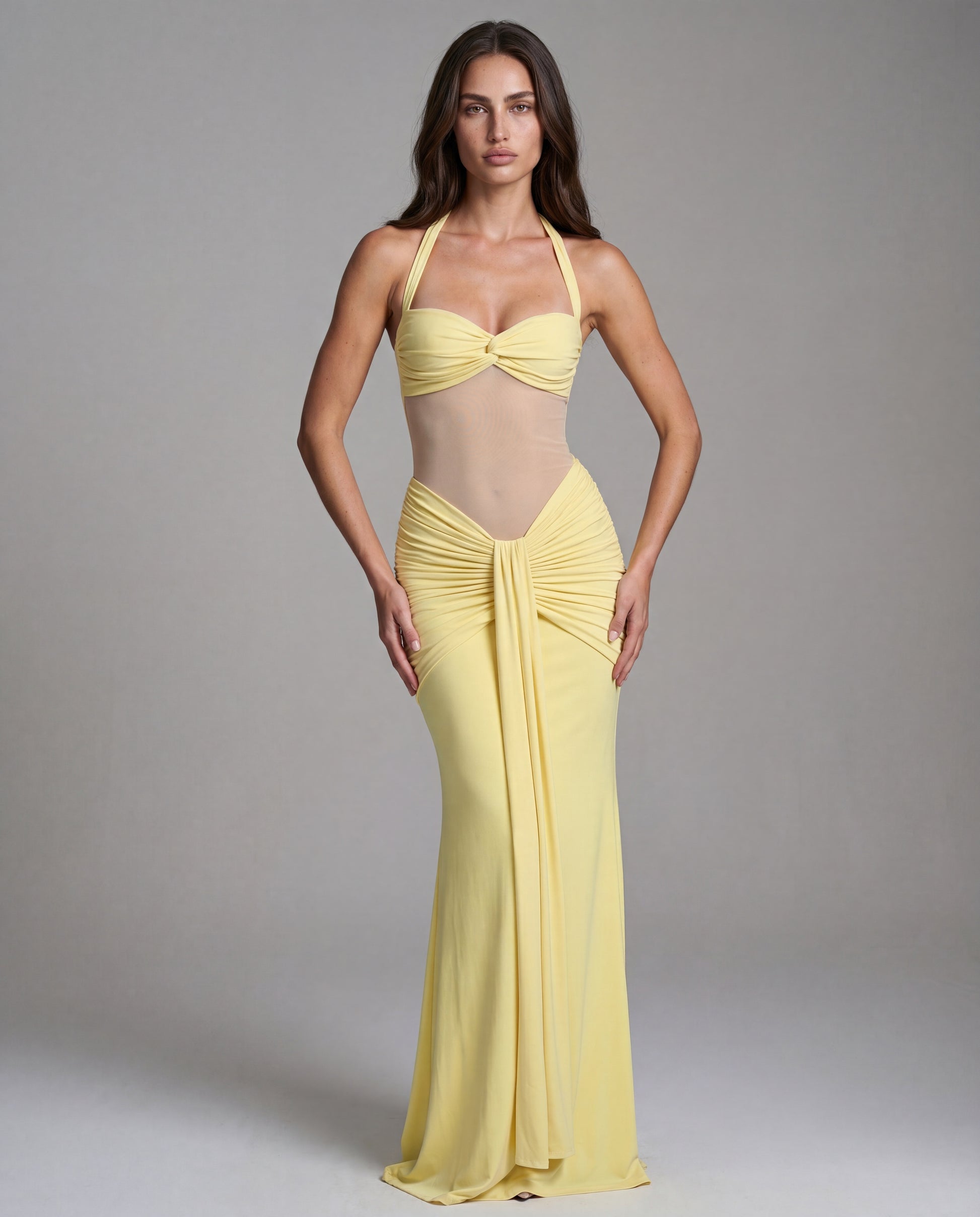 SOL open-back sculpted maxi - yellow - front