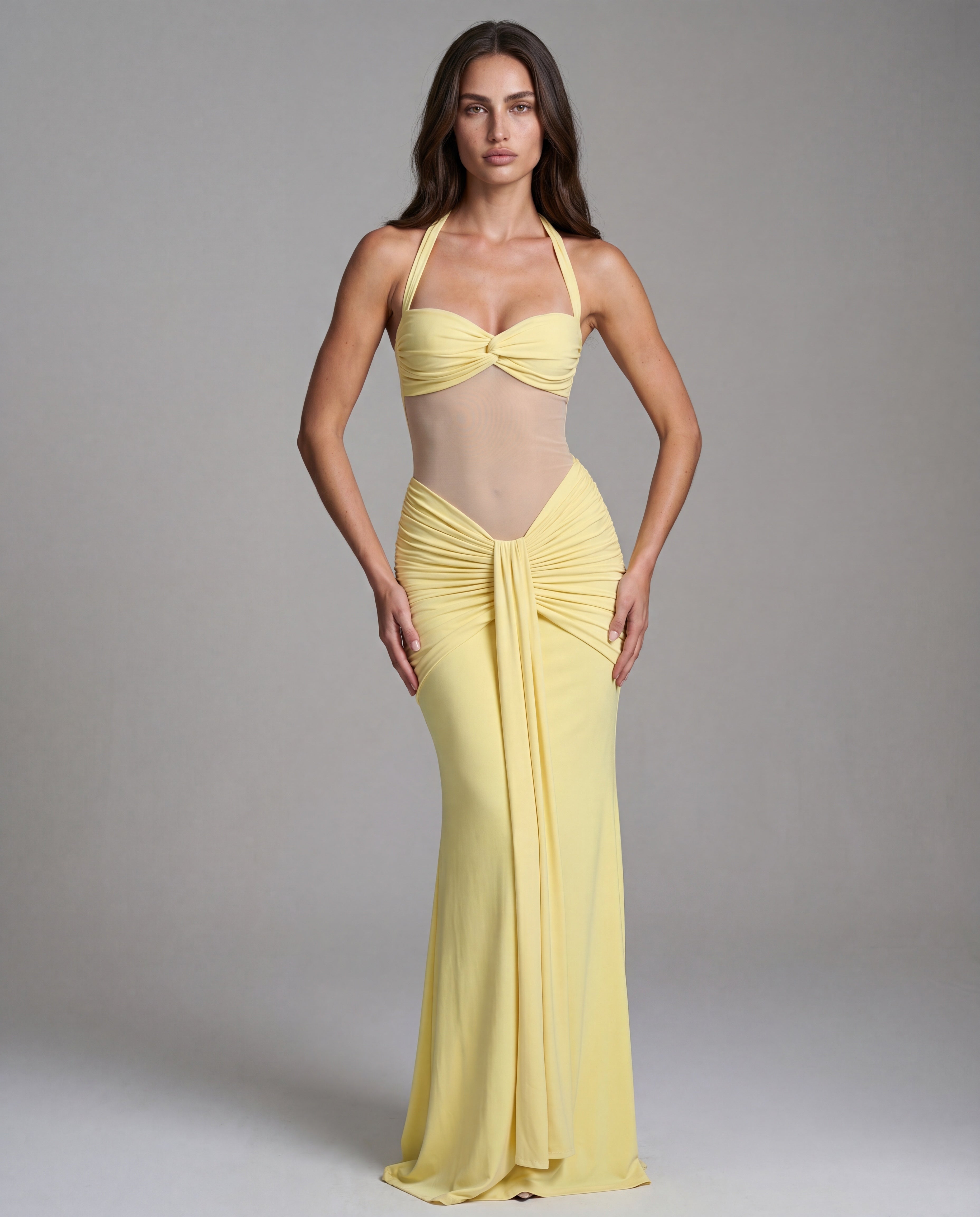 SOL open-back sculpted maxi - yellow - front